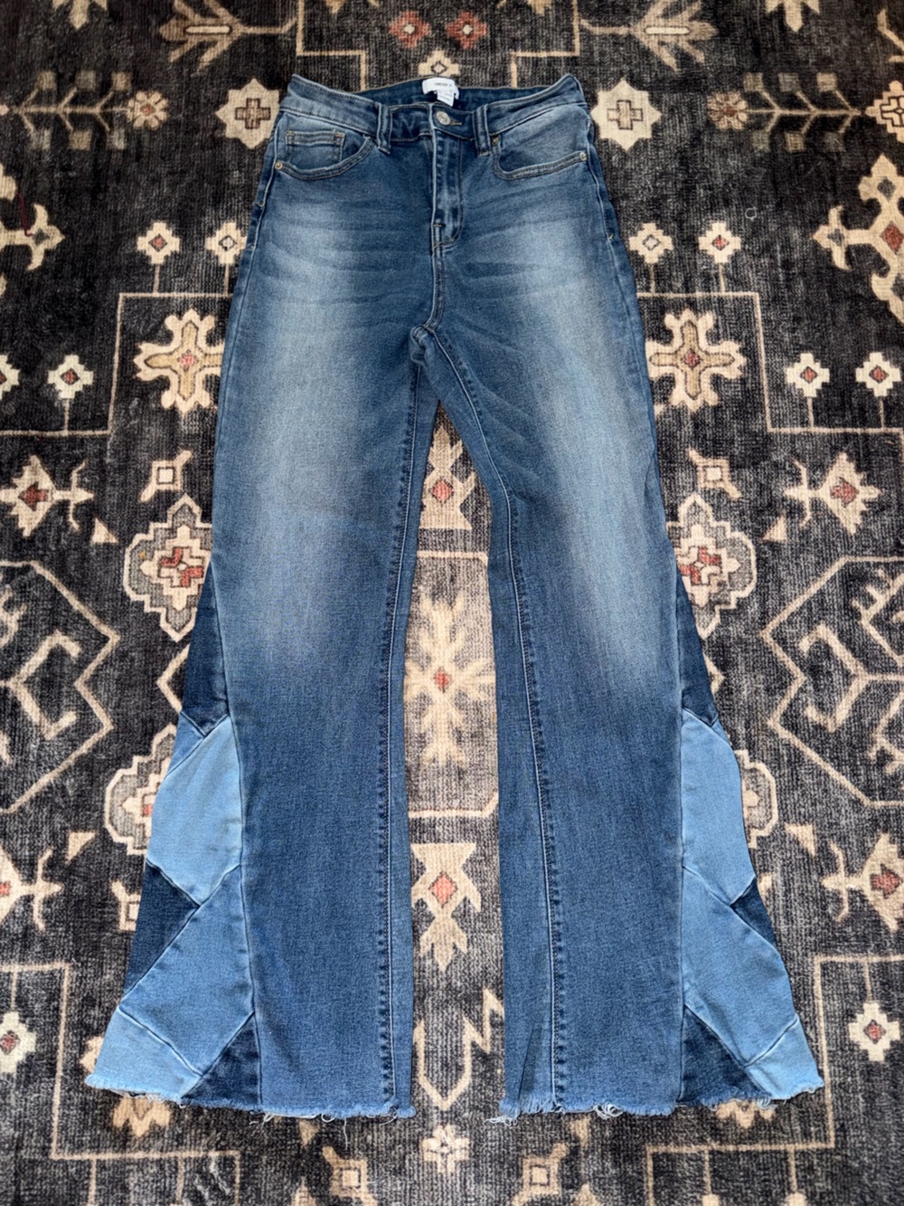 Forever 21 Two-Tone Blue Flared Skinny Jeans